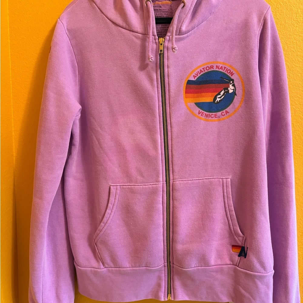 Aviator Nation Zip Hoodie - Purple Rainbow Logo